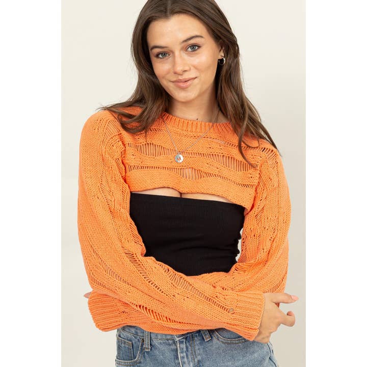 HYFVE - Wholesale Knit Sweater - Women's - Open Knit Shrug Sweater4