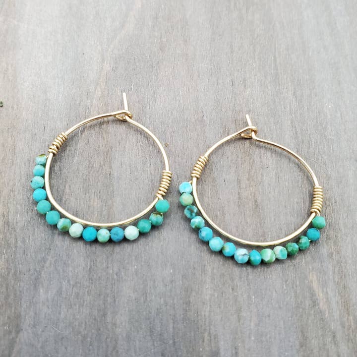 Turquoise Beaded Mini Hoop for wholesale by Tela Bella Jewelry