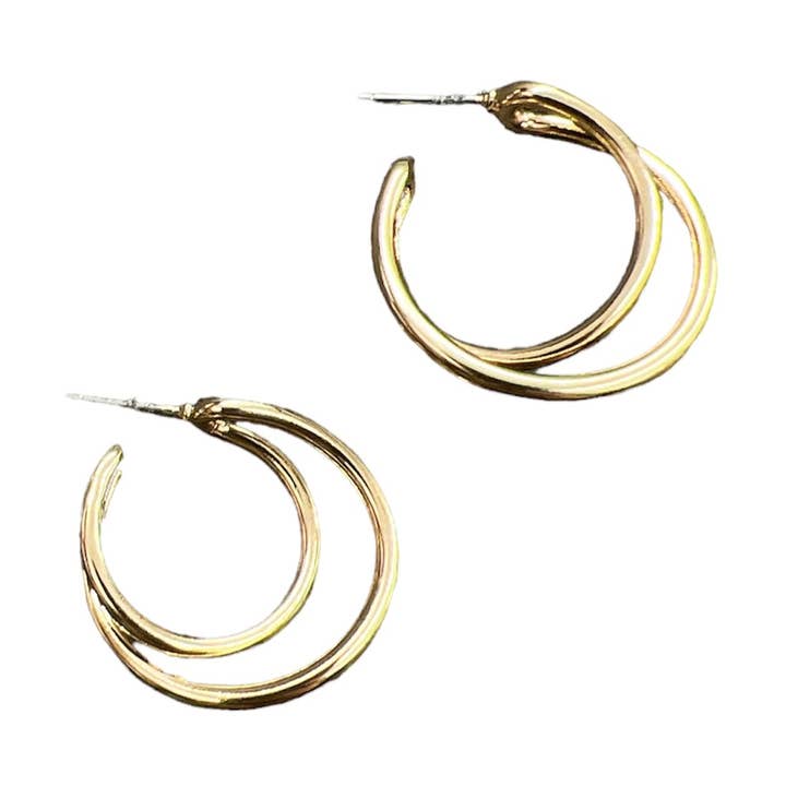 Small Gold Double Hoop Earrings for wholesale by BOPS WHOLESALE