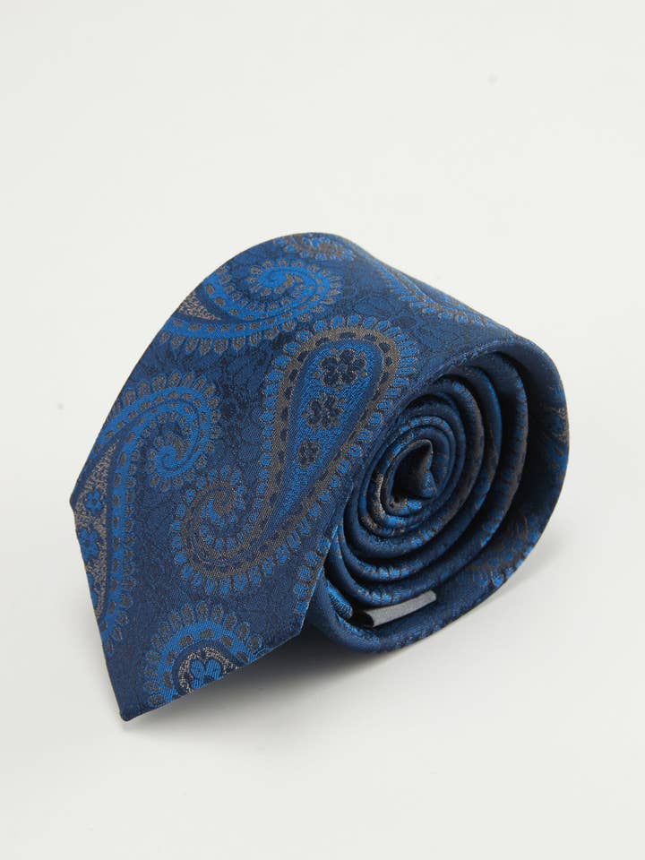 Paisley Midnight-Blue Silk Tie for wholesale by Knottery & Co.