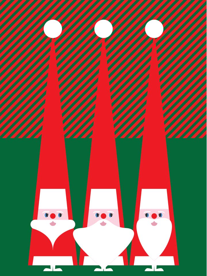 Carte de Noël - Trio de Pères Noël pour la vente par Chalaris