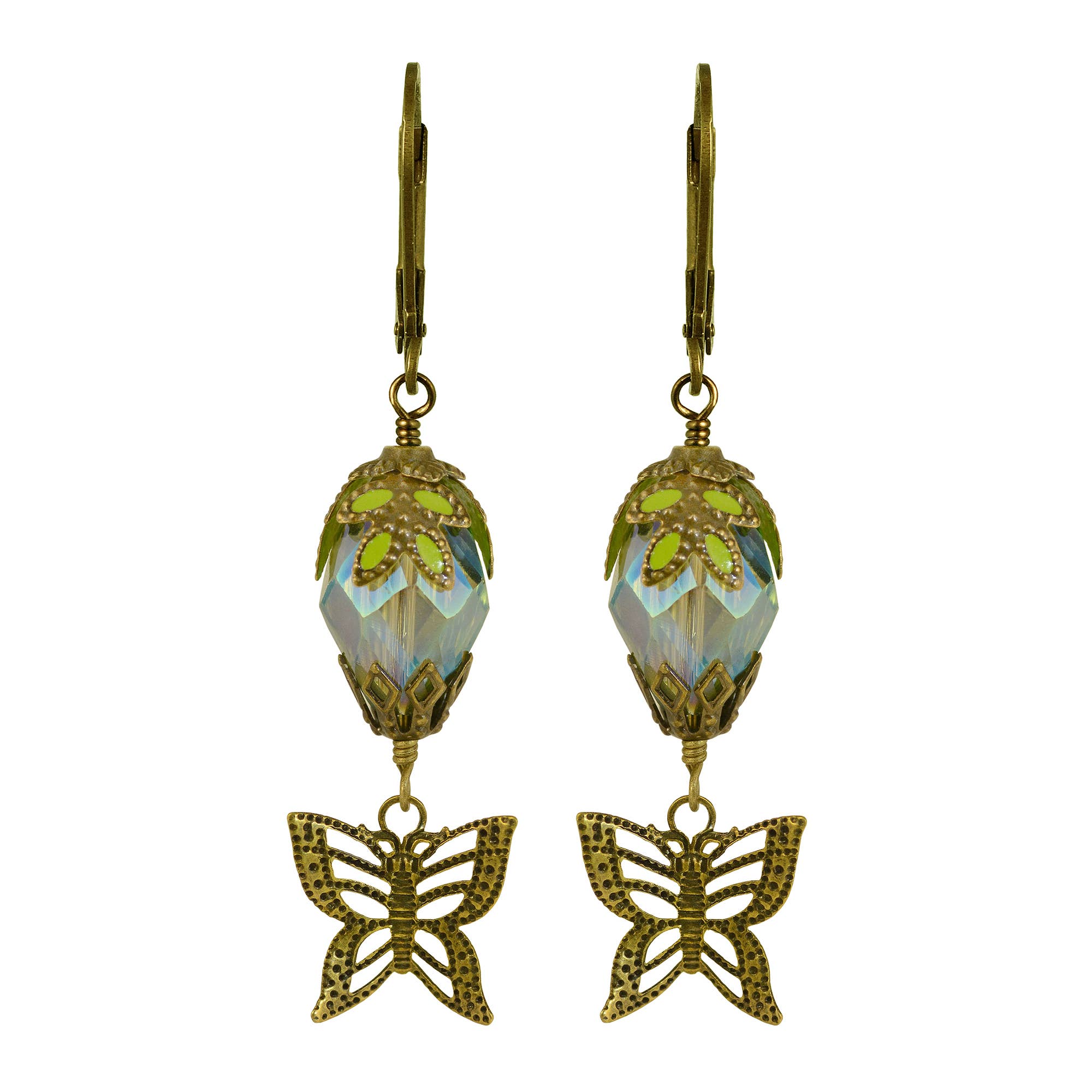 NoMonet – wholesale Dangle earrings – Fairyland: Butterfly Teardrop Crystal Hand Painted Earrings0