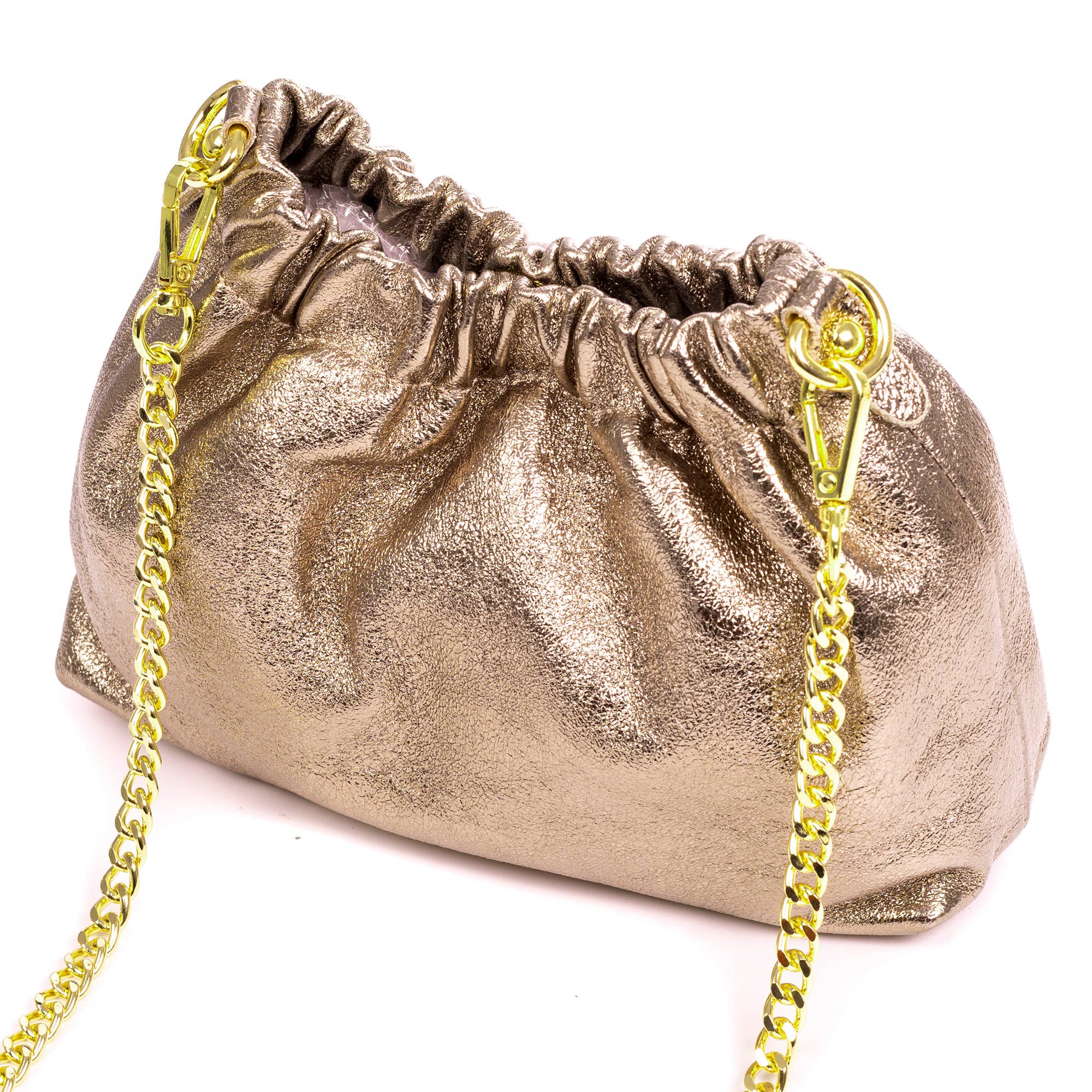 FIRENZE ARTEGIANI - Wholesale Shoulder Bag - Women's - Ascea genuine laminated leather crossbody bag with metal strap8