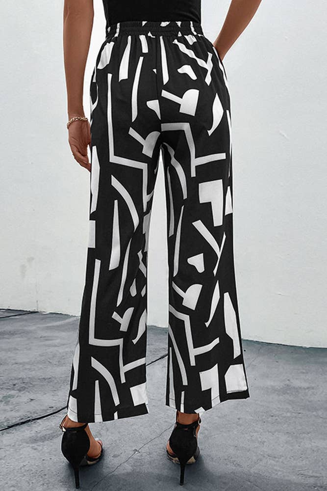Sort Høj talje abstrakte printbukser BFZY636 for engroshandel på Faire3