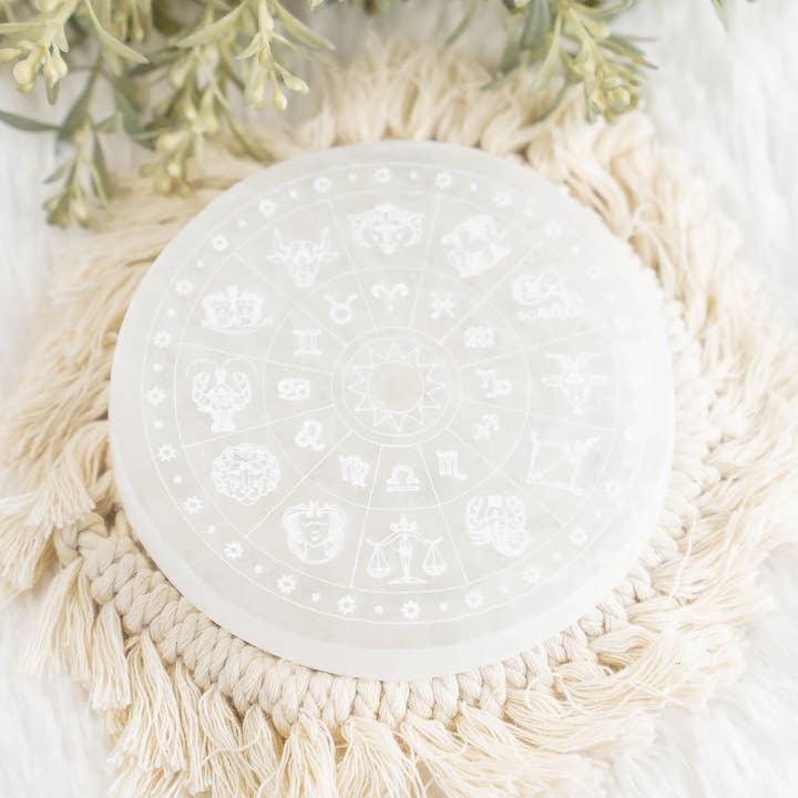 Soothing Crystals - Wholesale Crystal Charging Plate - 4" Selenite Plate | Zodiac Selenite Disc| Recharging Plate8