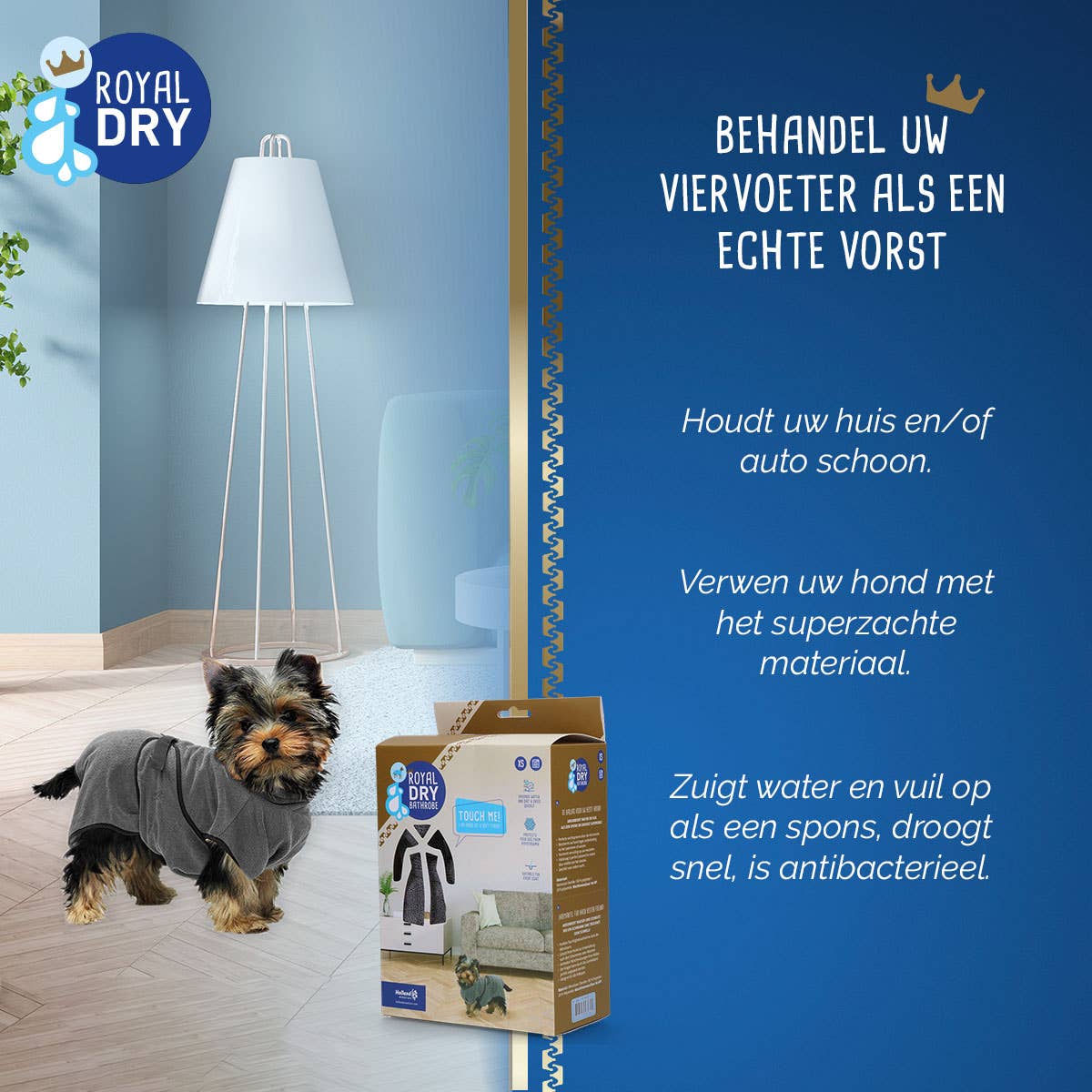 Hofman Animal Care - Vente Serviette – chien - Peignoir absorbant pour chiens XS Royal Dry3