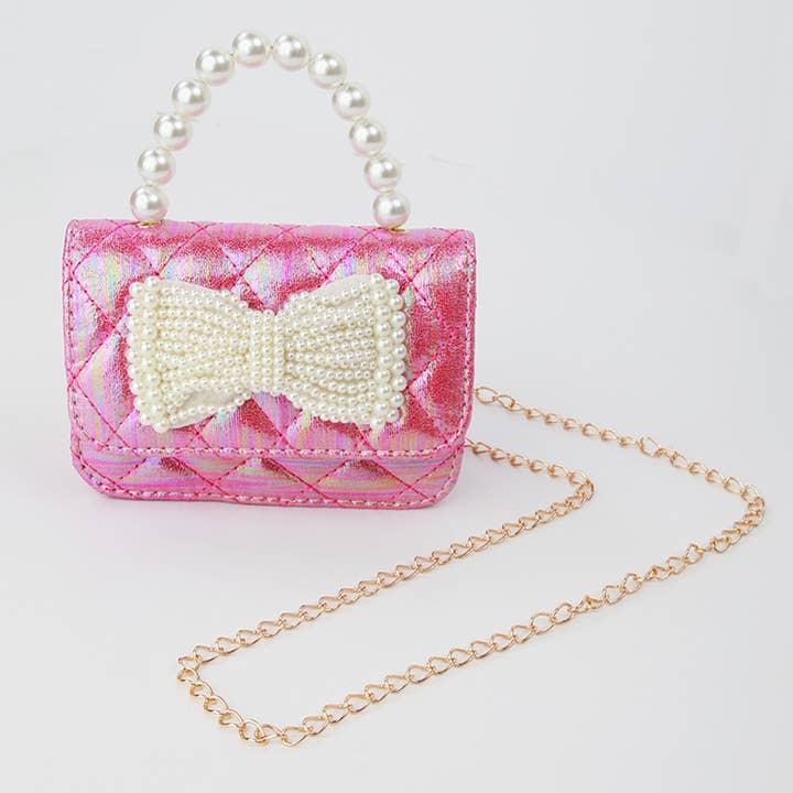 Sparkle Sisters by Couture Clips - Wholesale Crossbody Bag - Kids - Shimmer Pearl Bow Purse