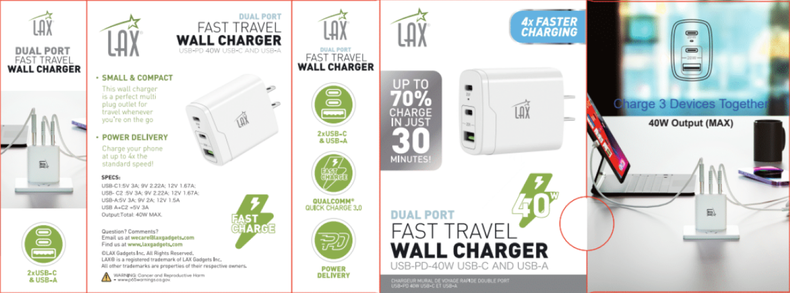 LAX Gadgets – wholesale Portable charger – LAX USB PD Fast Chargers for iPhone and Android -Retail Pack7