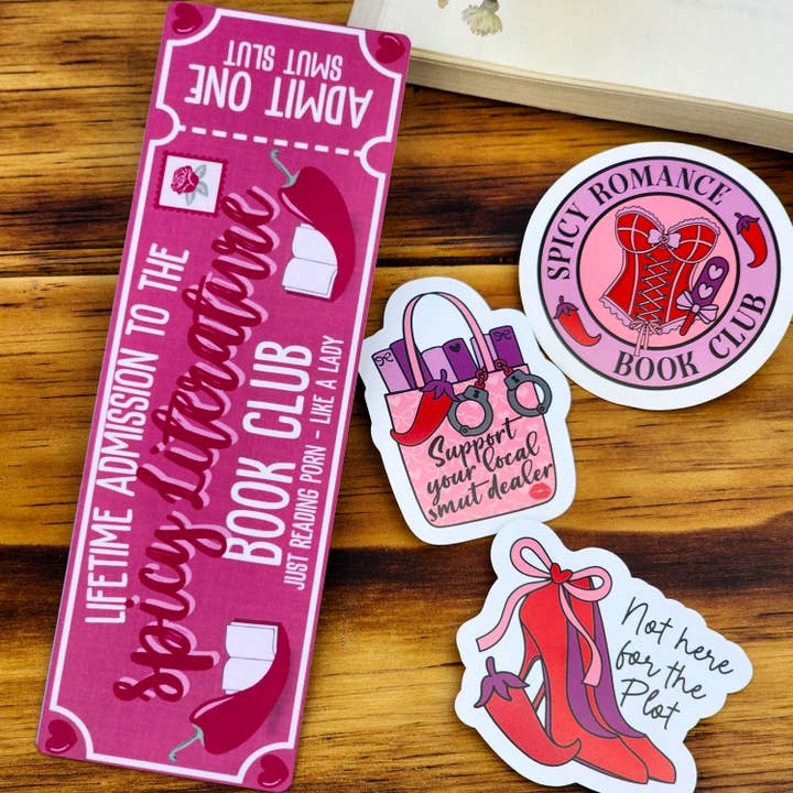 Bookmark & Sticker Set - Spicy Literature 4 Piece Bundle for wholesale by Be Kind Booktique