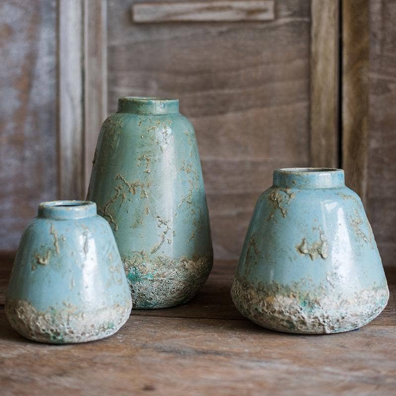 Rustic Reach - Wholesale Vase - Turquoise Ceramic Vase0