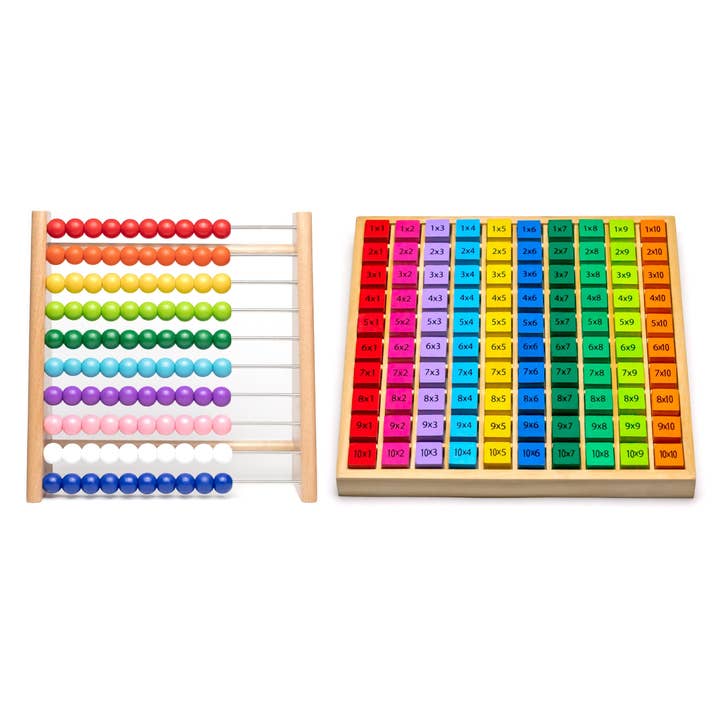 Ensemble d'apprentissage Montessori : tableau de multiplication 1x1 avec abaque pour la vente par Natureich