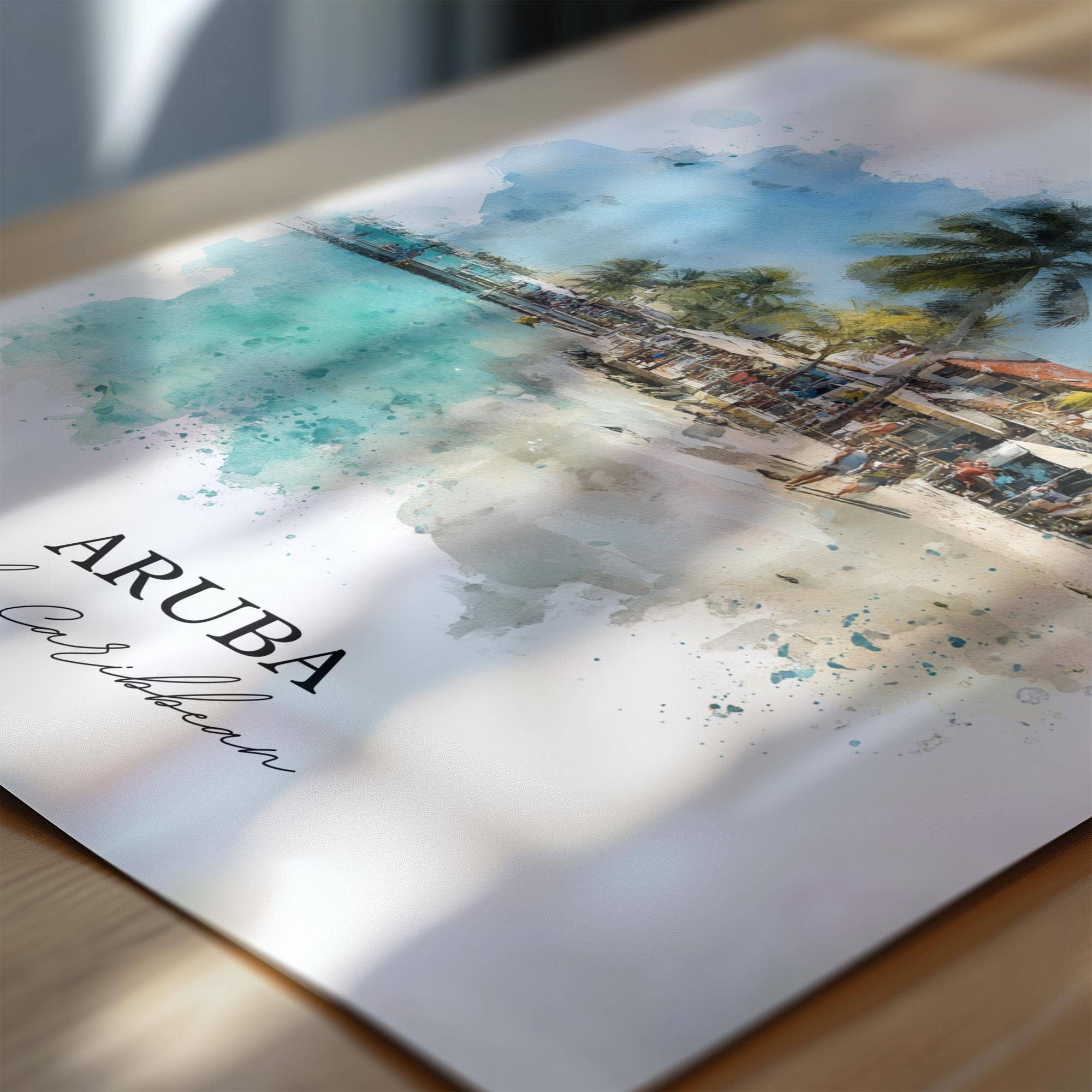 Premium Travel Art - Wholesale Art Print - Aruba Wall Art, Aruba Print, Aruba Watercolor Art, Aruba Caribbean Gift, Travel Print, Travel Poster, Housewarming Gift1