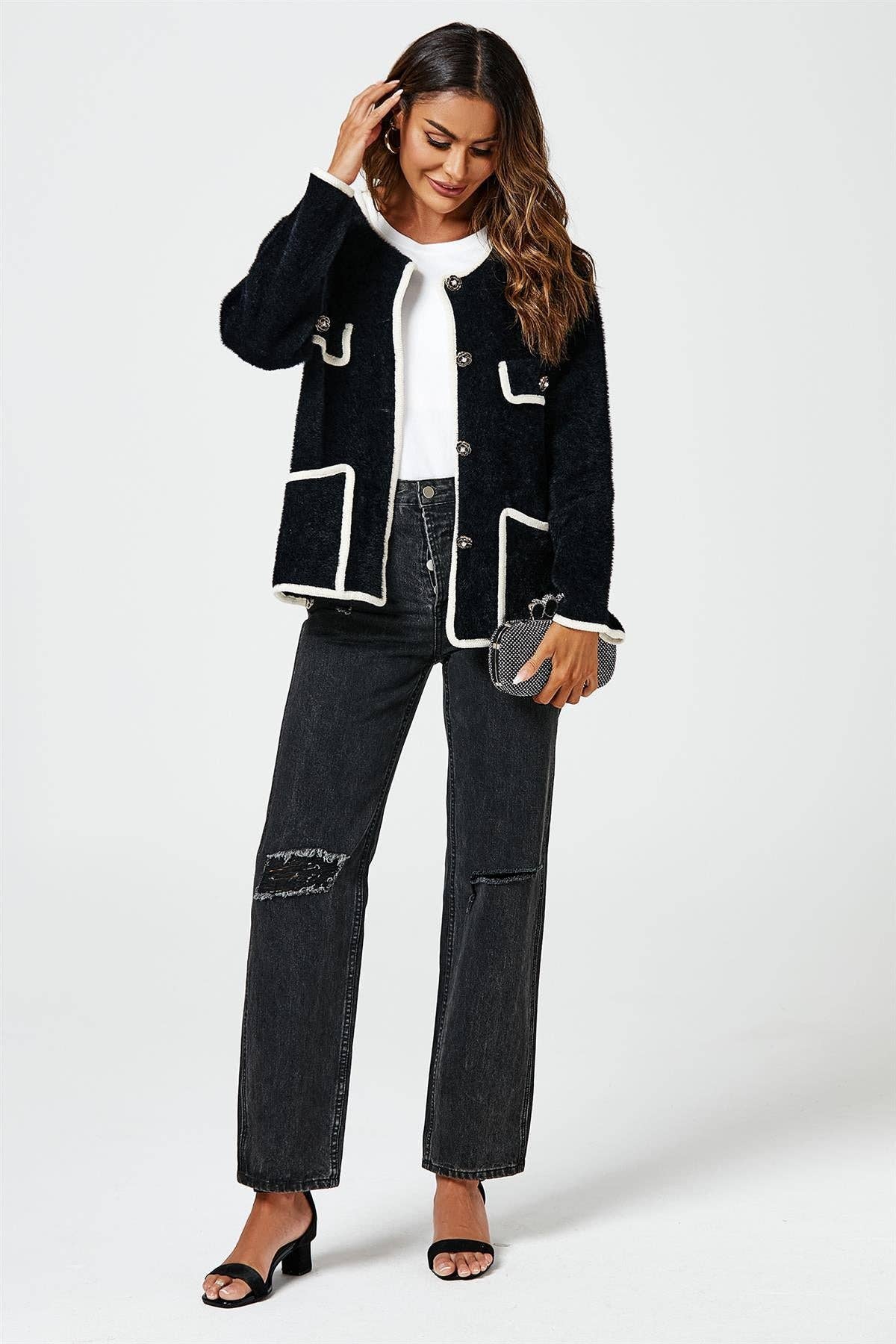 Relaxed Boucle Jacket In Black for wholesale on Faire3