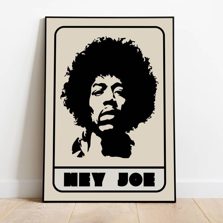 Jimi Hendrix Art Print, 60s Rock Music Song Lyrics Poster for wholesale by Jaffa Orange
