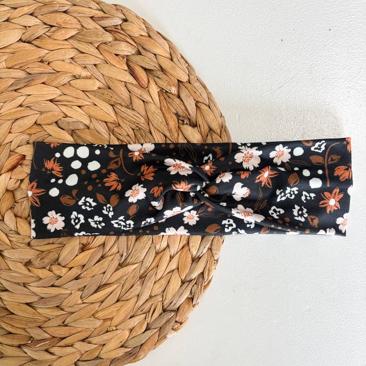 StitchesByPaige - Wholesale Fashion Headband - Women's - Midnight Blooms Soft and Stretchy Turban Headband 0