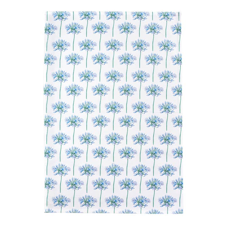 Agapanthus Floral Tea Towel - 100% Cotton for wholesale by Lottie Murphy