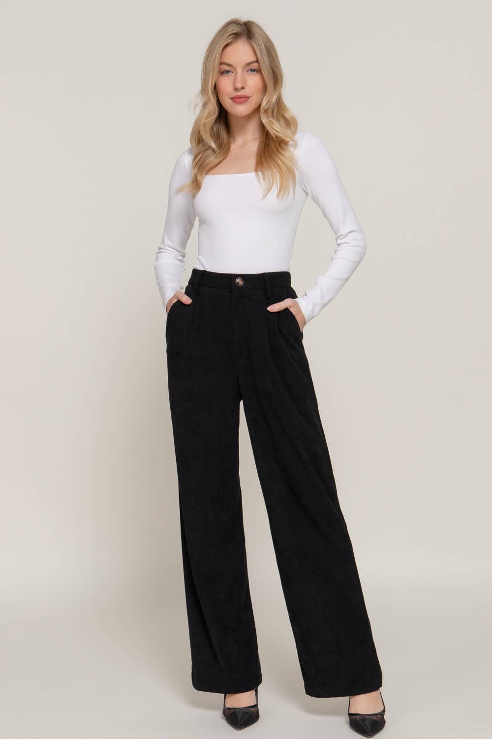 Active Basic | Active USA - Wholesale Pants - Women's - Corduroy Trouser Pants3