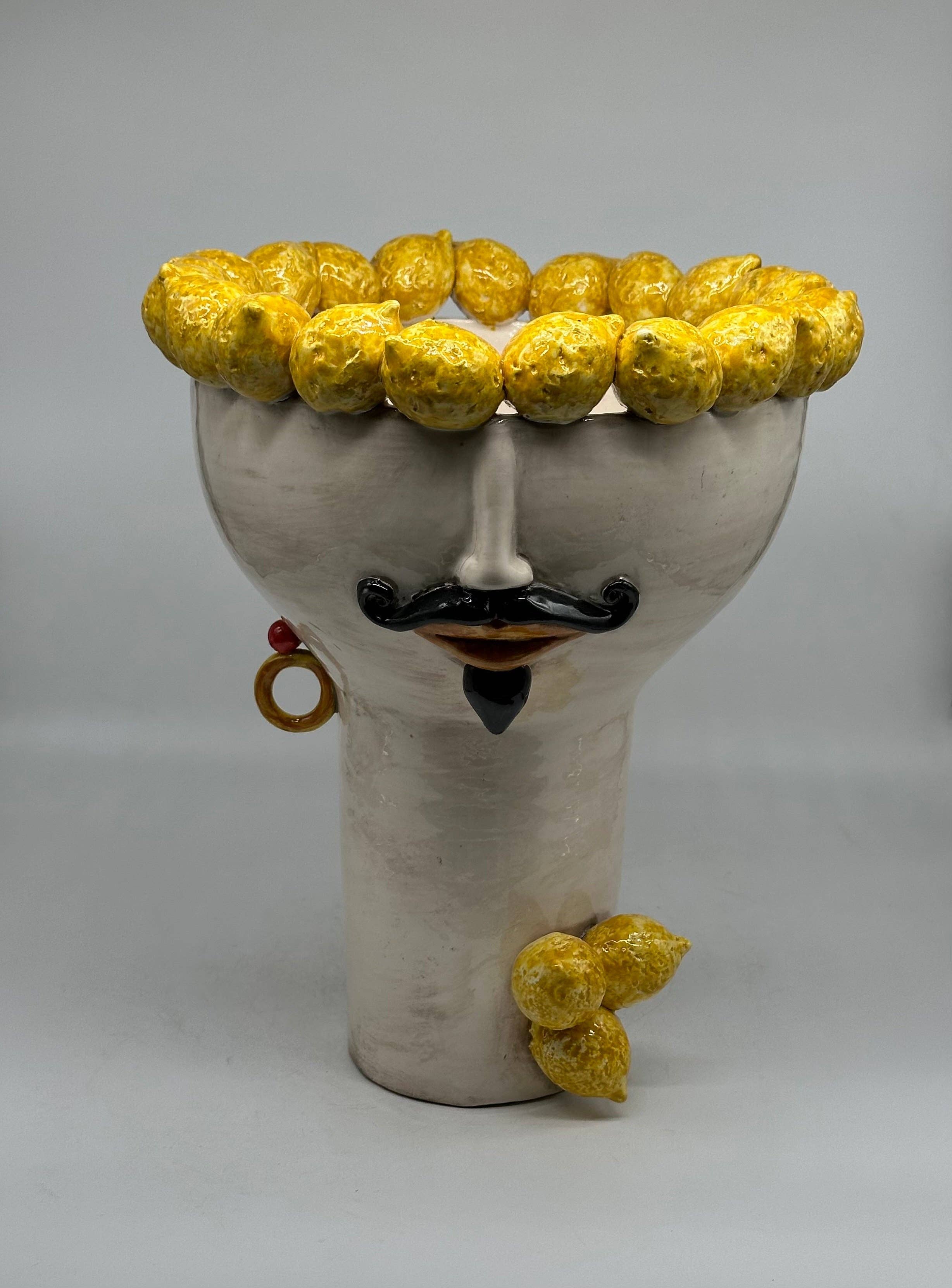 DD Ceramiche Siciliane - Wholesale Vase - Moorish Heads Citrus Ceramic Caltagirone cm H.35 L.28 Handmade0