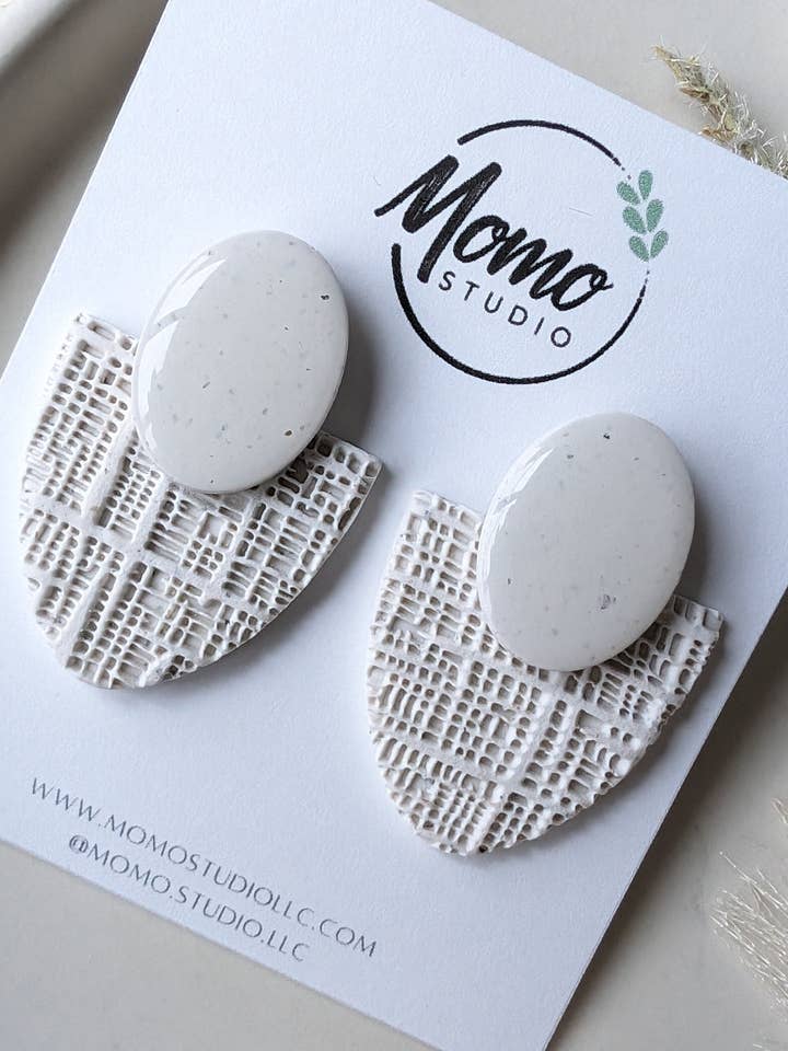 Statement Stud - Strong Neutrals Palette - Speckled White for wholesale by Momo Studio LLC