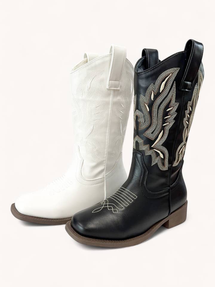 BOTTES DE COWBOY MI-MOLLET À BOUT SEMI-CARRÉ COWBOY-01 pour la vente par CCOCCI