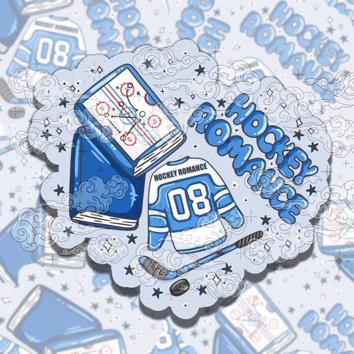 Hockey Romance Colorful Bookish Tropes Vinyl Sticker for wholesale by Sticky Sadness Designs