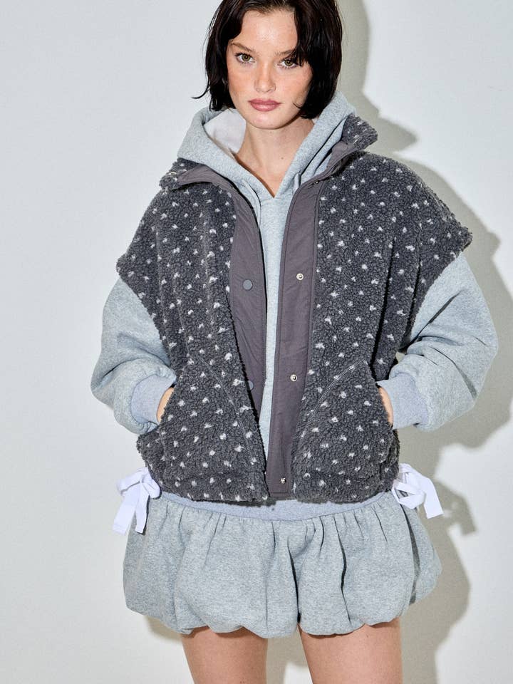 FUZZY POLKA DOT VEST JACKET for wholesale by Baevely by Wellmade USA