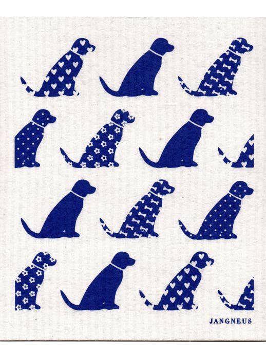Swedish Dishcloth - Dogs - Blue for wholesale by Jangneus