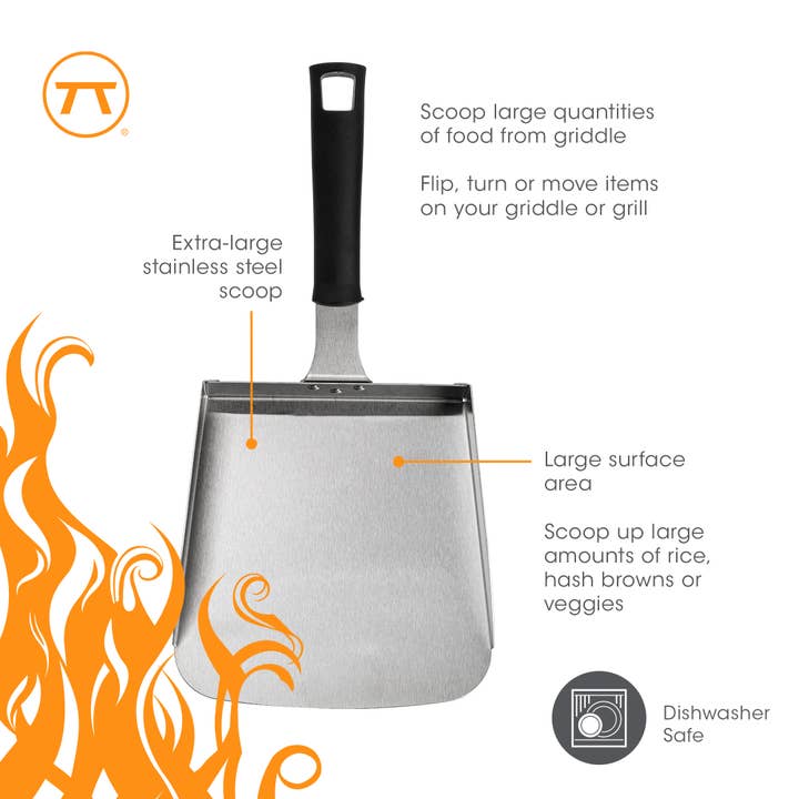 Fox Run Brands - Wholesale Spatula/Turner - Outset Stainless Steel Griddle Scoop, XL 5 Cup Food Shovel