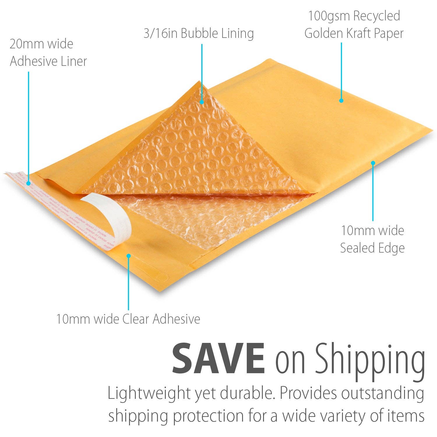 Fosmon - Vendita all'ingrosso Buste - Busta imbottita Kraft 6,5 x 10 buste imbottite extra larghe2