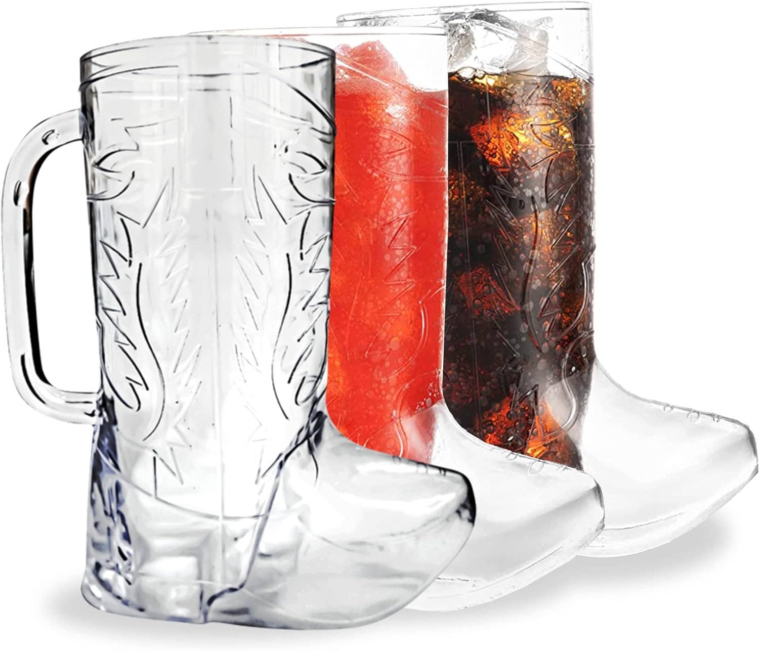 4E's Novelty - Vente Verre/tasse - 4E's Novelty Lot de 10 gobelets Cowboy Boot (paquet de 10) en plastique dur réutilisable de 17 oz, sans BPA, pour les articles de fête sur le thème des cowboys, les accessoires occidentaux1