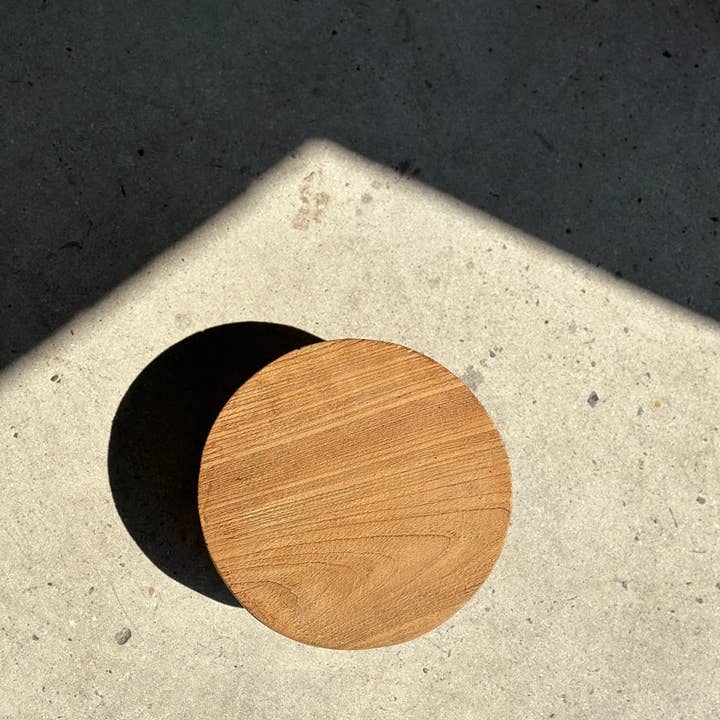 Office Objets - Wholesale Stool - Small low three-legged stool in upcycled blond teak D:30 H:1524