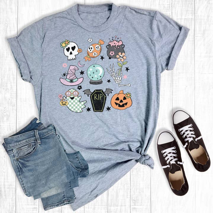Halloween Doodles gris clair pour la vente par Rebel Rose