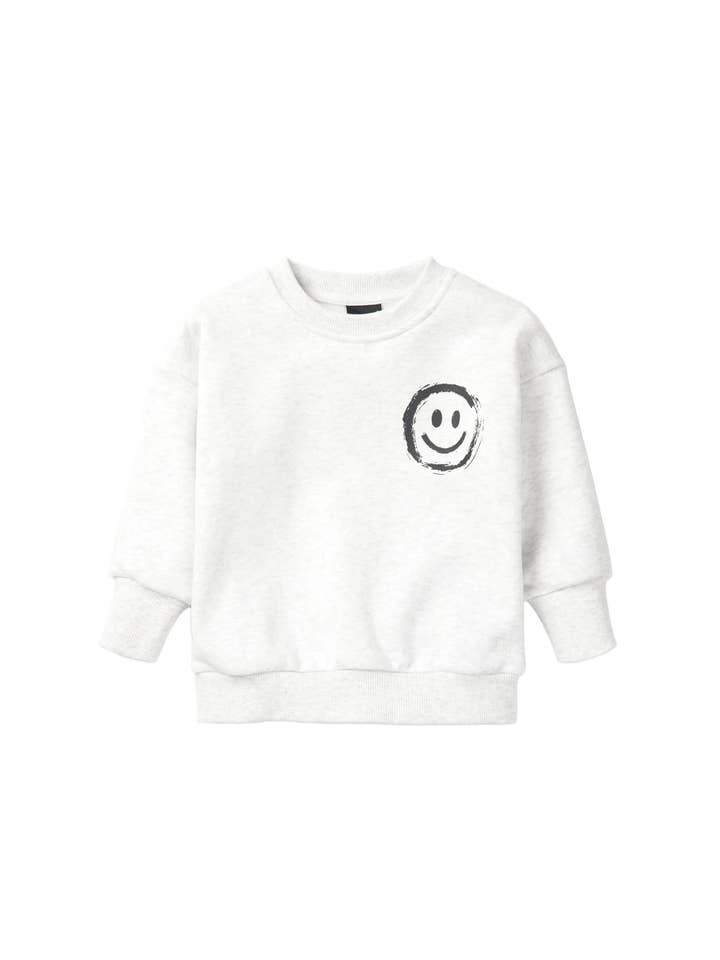 Crewneck Élevé Happy Day - Gris Chiné Clair pour la vente par Little Bipsy