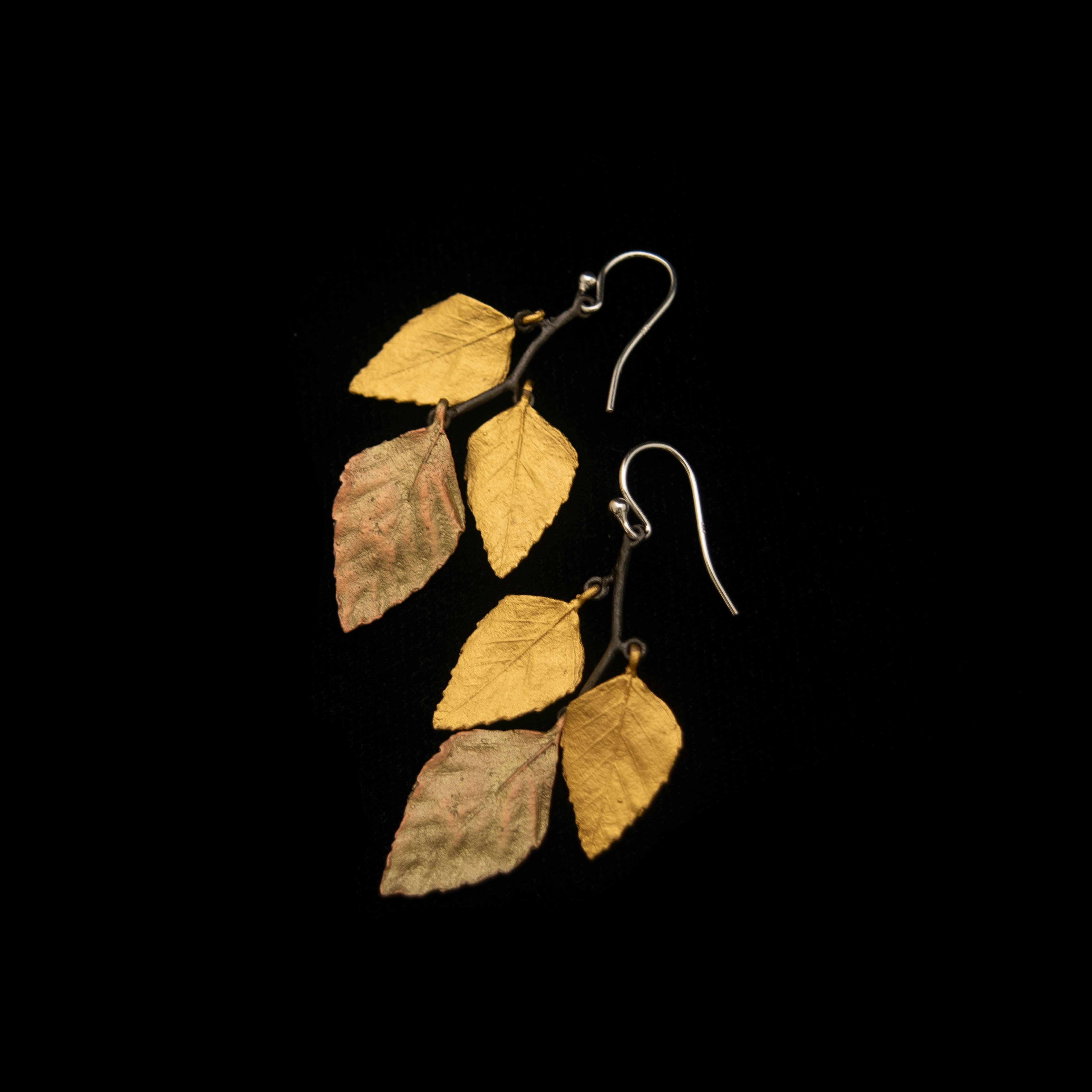 Michael Michaud - Wholesale Dangle Earrings - Autumn Birch 3 Leaf Wire Earrings