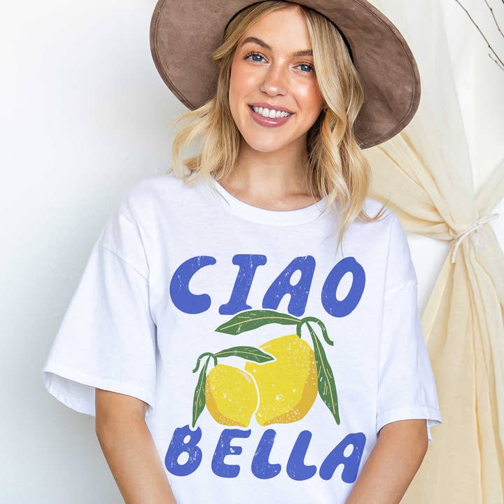BLUME & CO. - Wholesale T-Shirt (Graphic) - Women's - CIAO BELLA LIMONE Oversized Graphic Tee