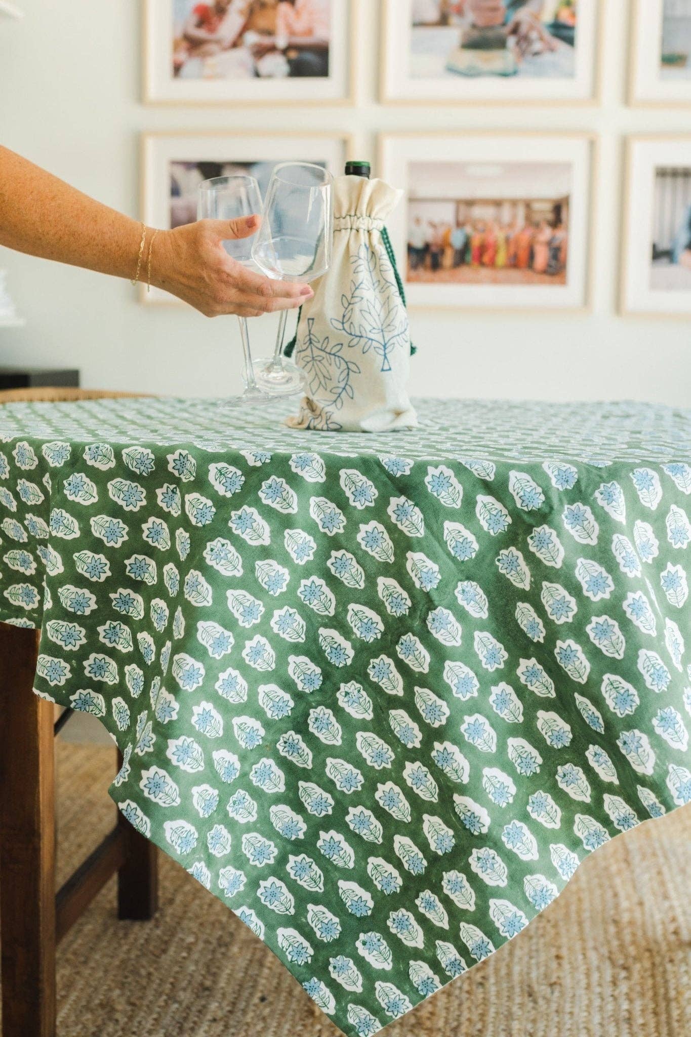 Mended - Wholesale Tablecloth - Table Throw - Lily - Sage1