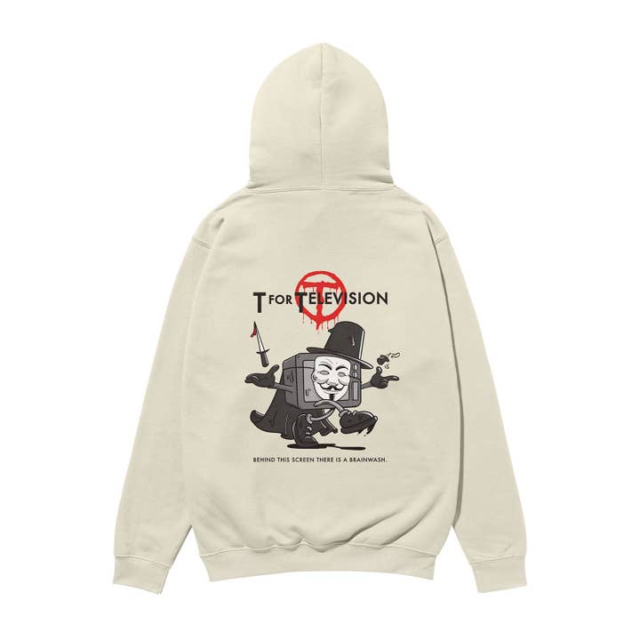 T for Television Heavyweight Organic Hoodie Stone for wholesale by Weekend Concept