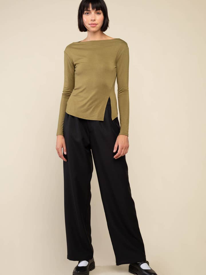 Salem Langarmshirt mit U-Boot-Ausschnitt | Bamboo Siro Basic für den Großhandel von NLT