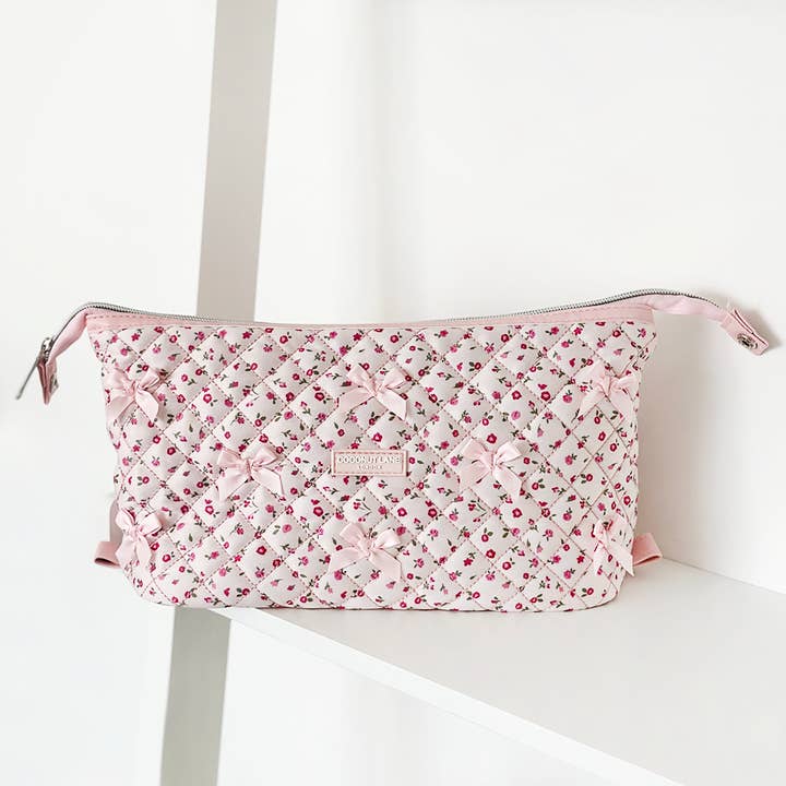 Magic Lifestyle Pouch - Quilted Pink Watercolour Flowers for wholesale by Coconut Lane
