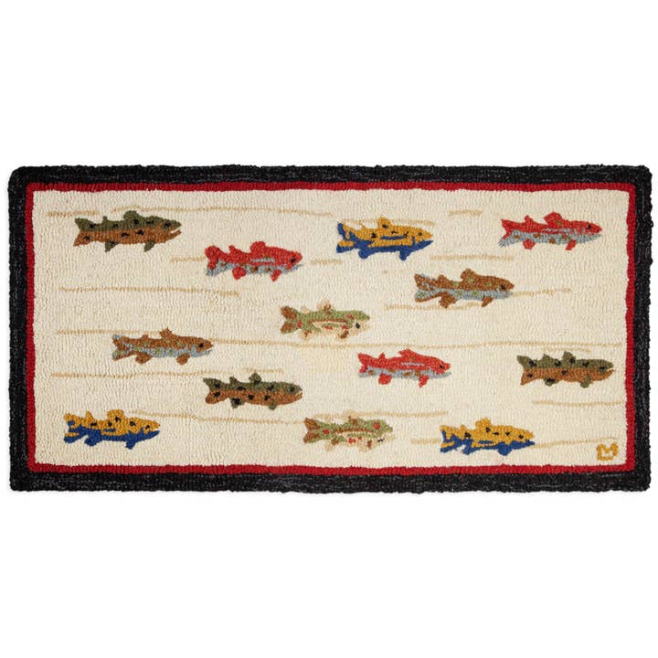 Alfombra Summer Trout de lana hecha a mano de 2 x 4 pies para venta al por mayor de Chandler 4 Corners