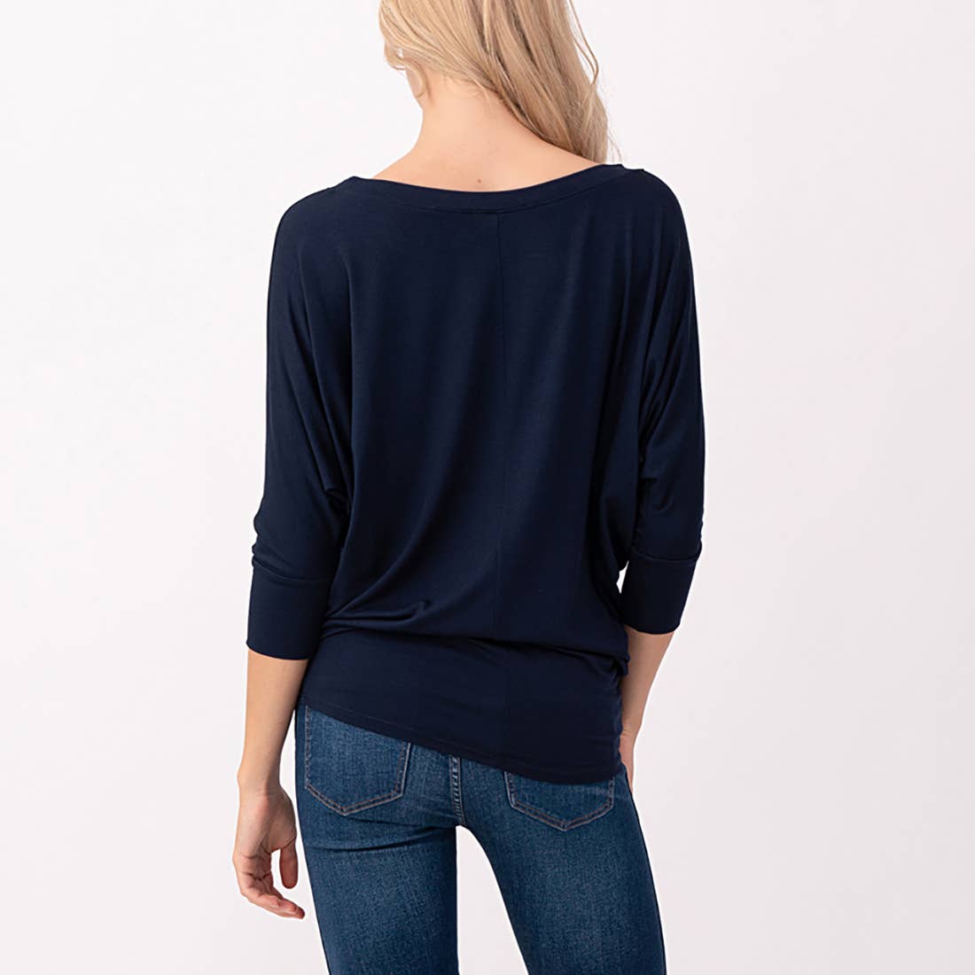 Heimious - Wholesale Knit Top - Women's - 3/4 Dolman Sleeve Round neck Modal Jersey  Top, 250396