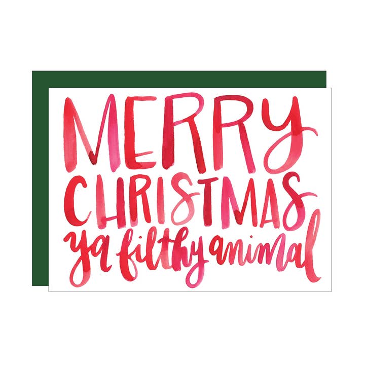 Filthy Animal greeting card for wholesale by Katie Elizabeth Lettering