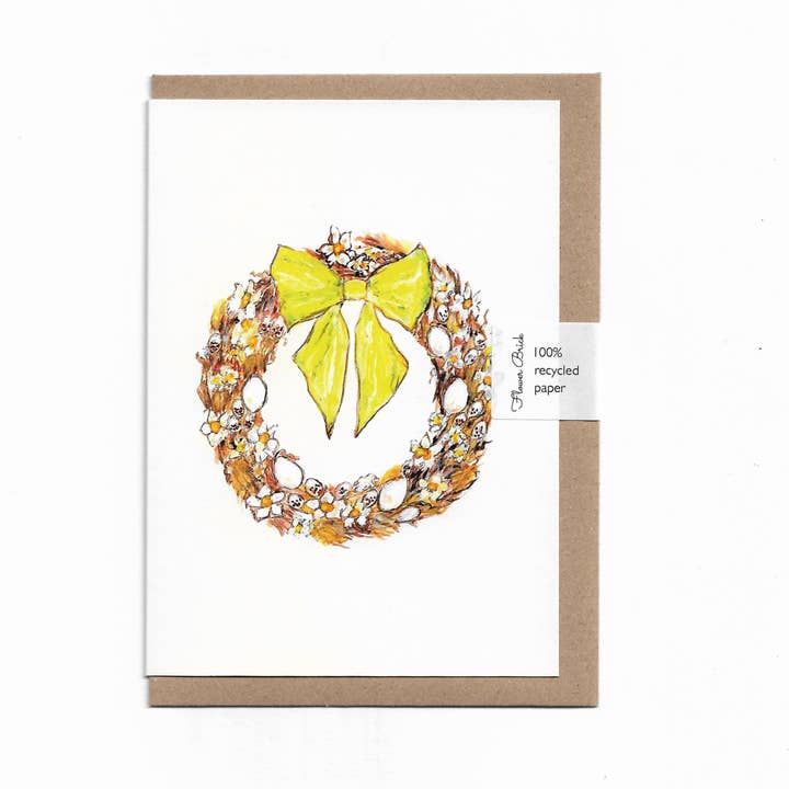 A6 100% Recycled "Easter Wreath" Greeting Card for wholesale by Flower Brick