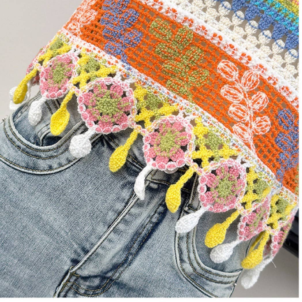 Funkyrel® Atzbranding Limited - Wholesale Outerwear Vest - Women's - Vesty - Boho Colorblock Knit Vest- Comfortable & Fit5