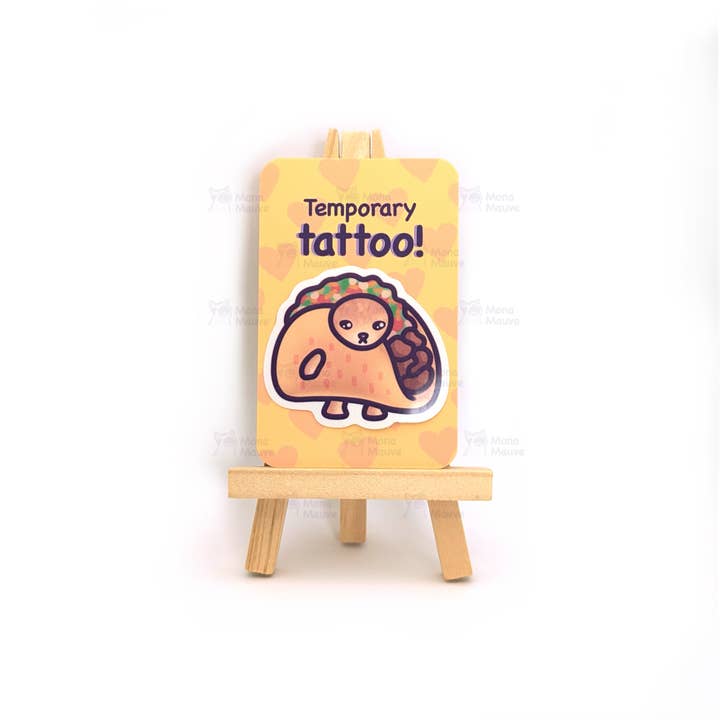 Mona Mauve • Silly Art! - Wholesale Temporary Tattoo - Taco Cat Temporary Tattoo | Snack Cats Collection