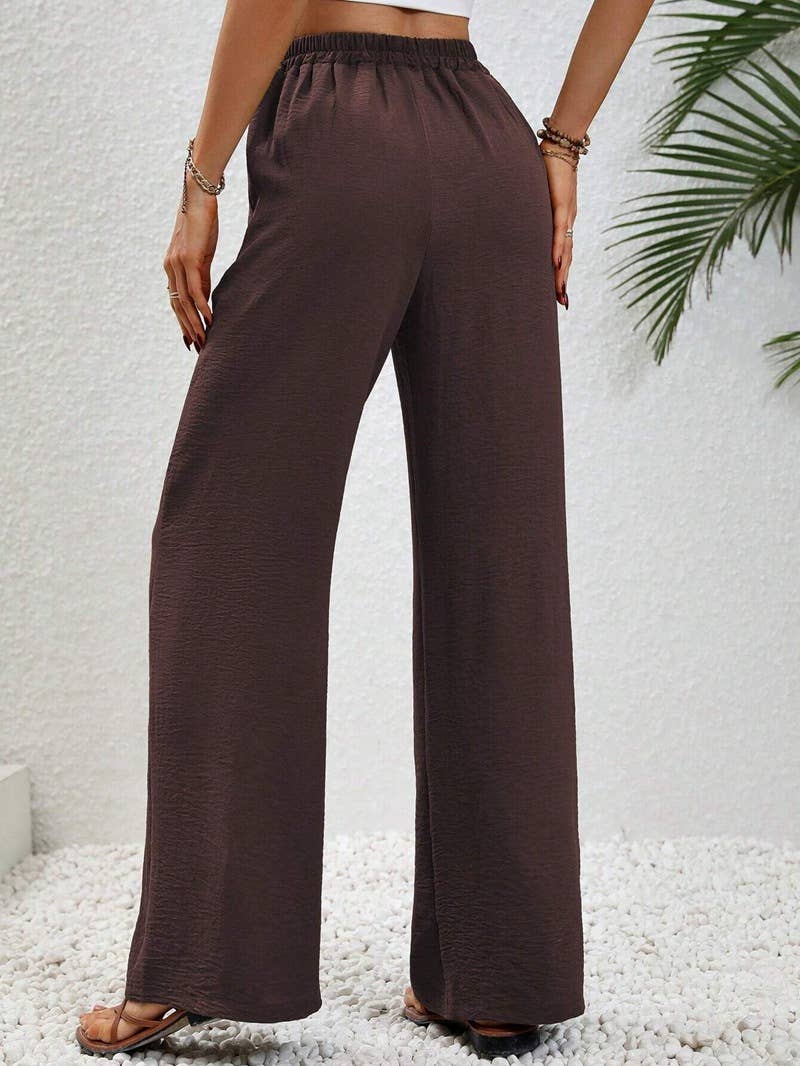 FULL TIME PURCHASE - Vente Pantalon – femme - Pantalon décontracté polyvalent uni à jambes larges et longueur au sol24