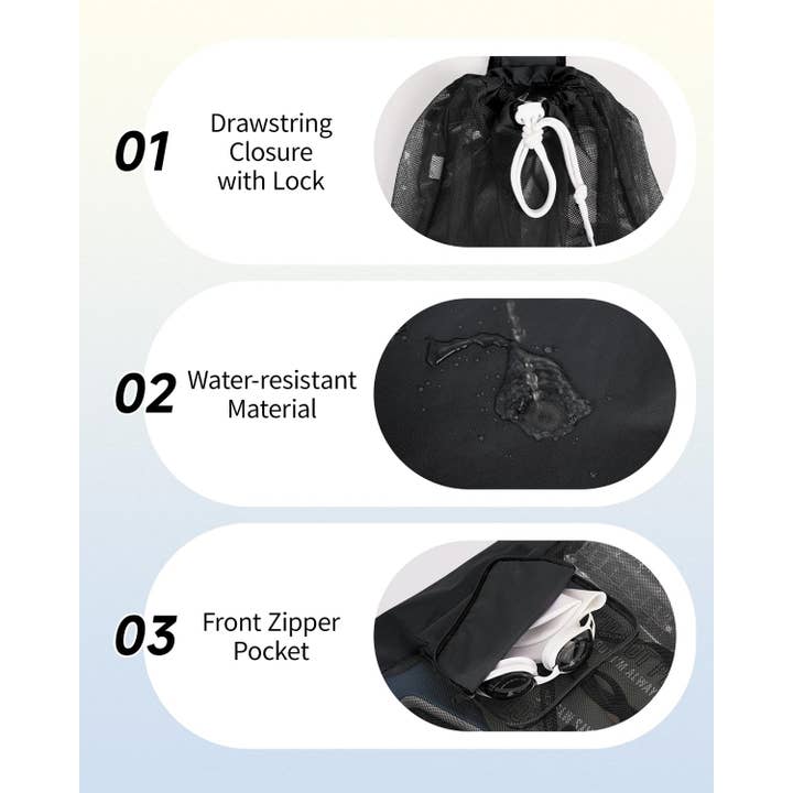 wandf - Wholesale Beach Bag - Mesh Drawstring Bag Swim Bag Quick-Dry Shoulder Strap32