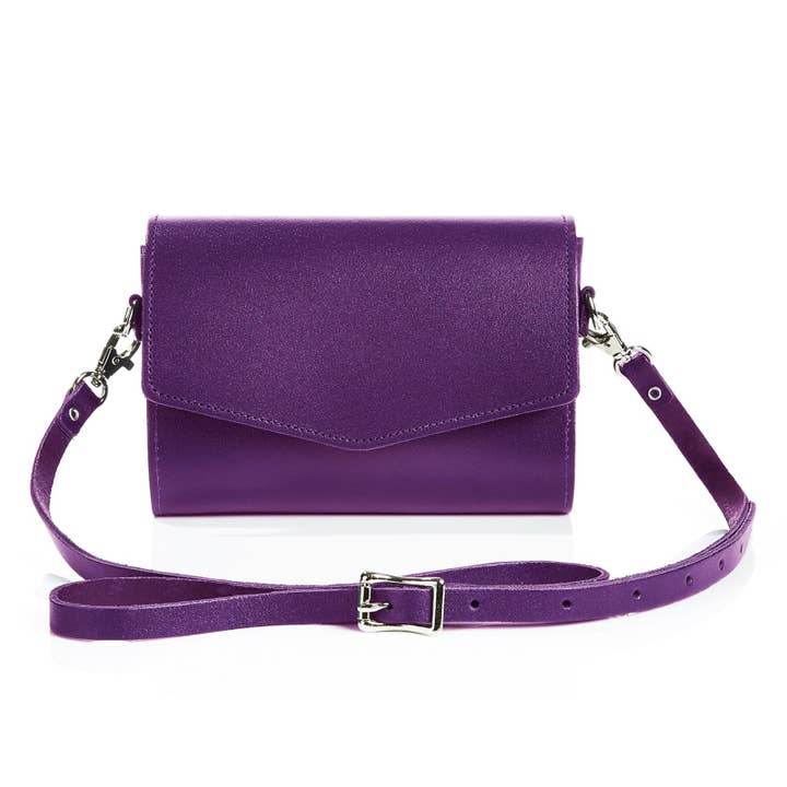 Bolsa de embreagem de couro artesanal - roxo por atacado de Zatchels