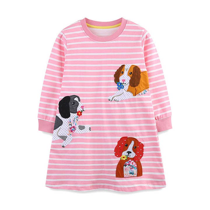 Robe de princesse brodée avec animaux de dessin animé pour filles pour la vente par VERDAVUE