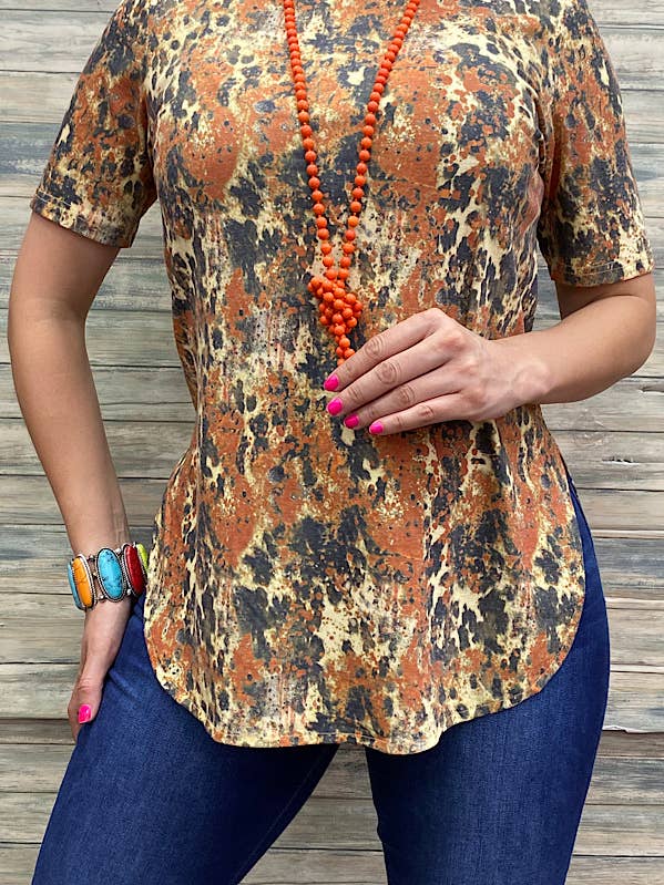 GJQ11161 Multi printed short sleeve top for wholesale by luluclothes